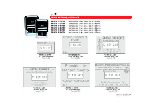 Bernáldez Sellos De Caucho sello Printer rectangular fechador